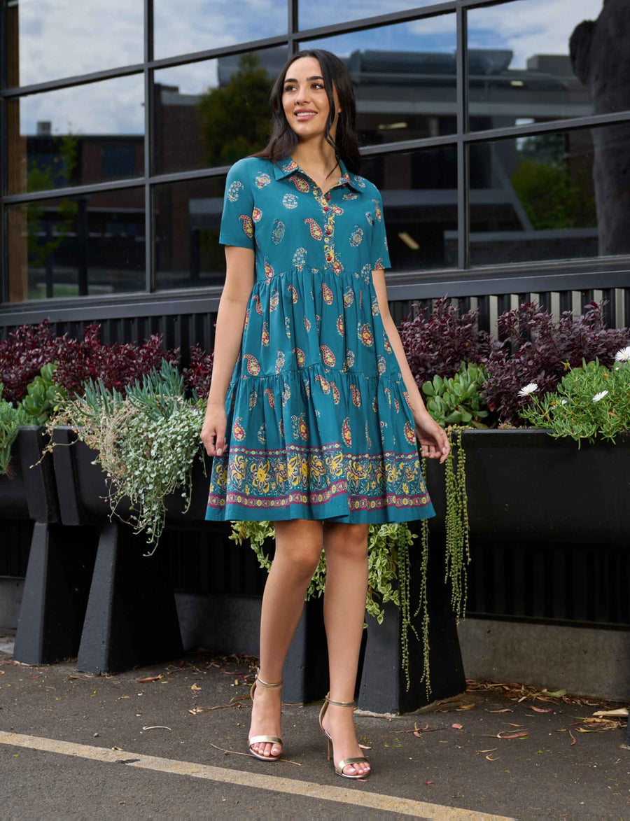 Agra 'Gianna' 100% Cotton Tiered Shift Dress