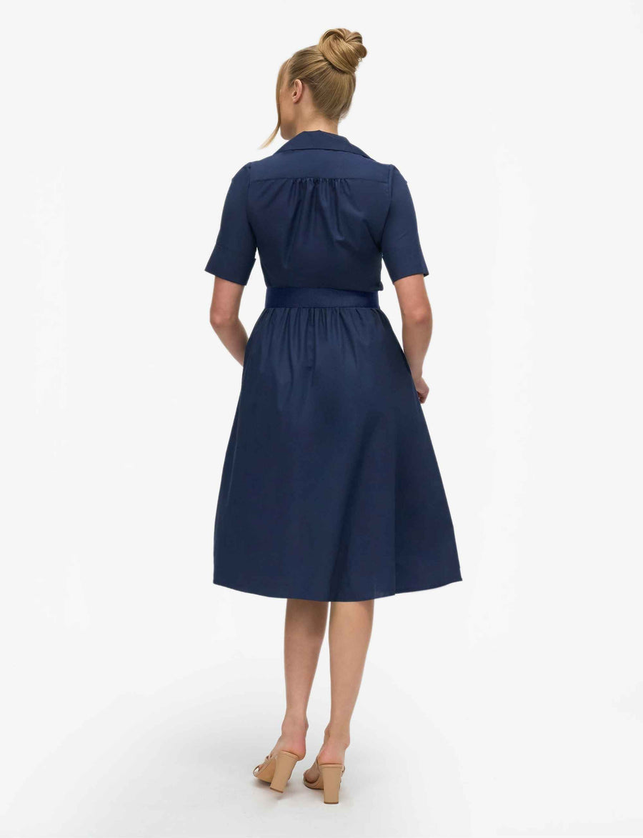 Alisha 'Navy' 100% Cotton Shirtdress
