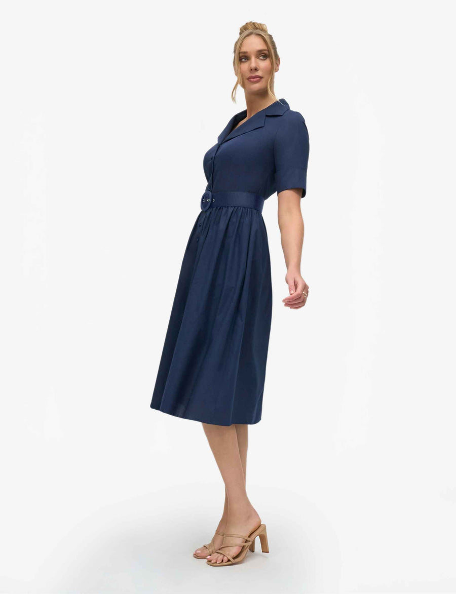 Alisha 'Navy' 100% Cotton Shirtdress