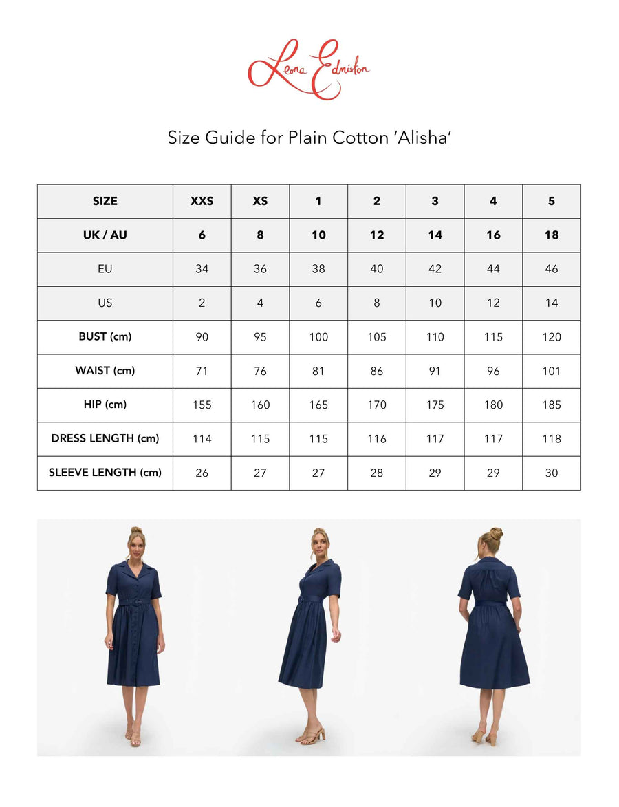 Alisha 'Navy' 100% Cotton Shirtdress