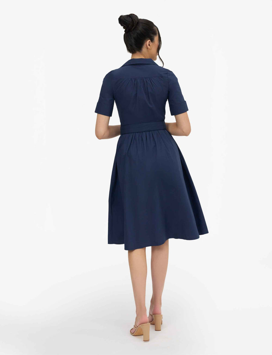 Alisha 'Navy' 100% Cotton Shirtdress