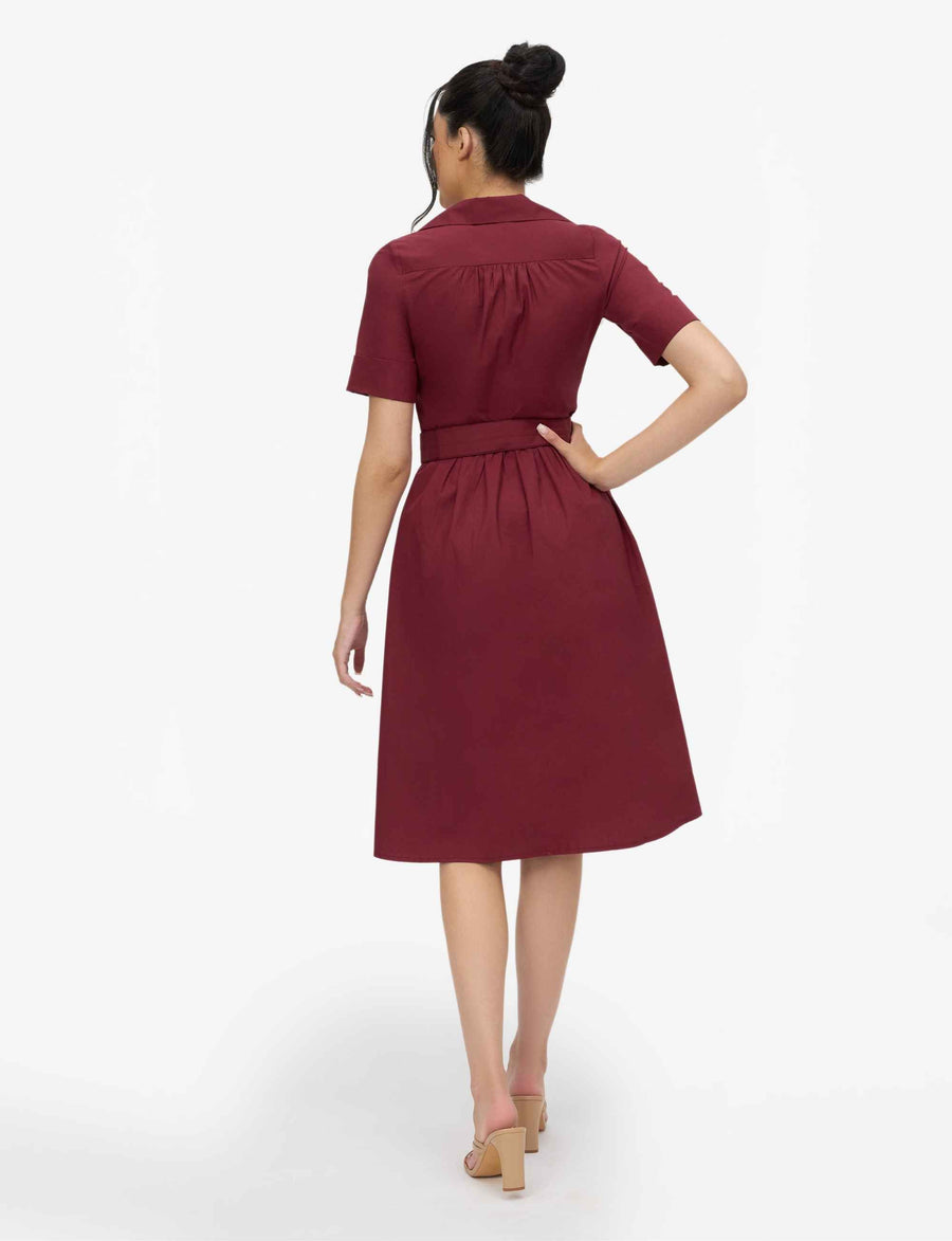 Alisha 'Red Berry' 100% Cotton Shirtdress