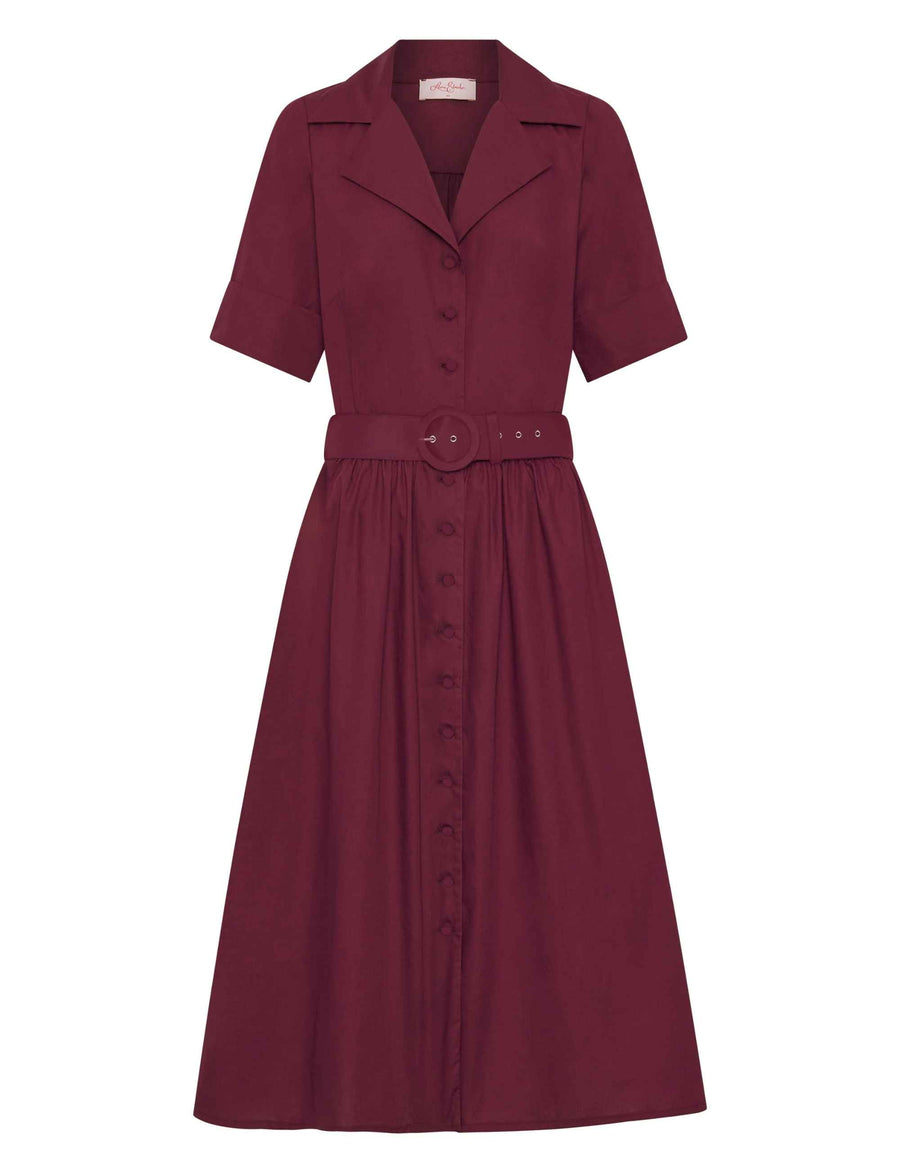 Alisha 'Red Berry' 100% Cotton Shirtdress