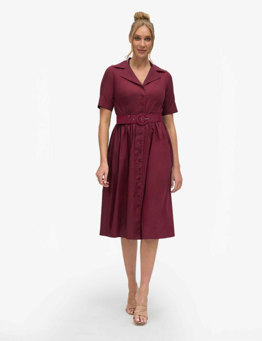 Alisha 'Red Berry' 100% Cotton Shirtdress