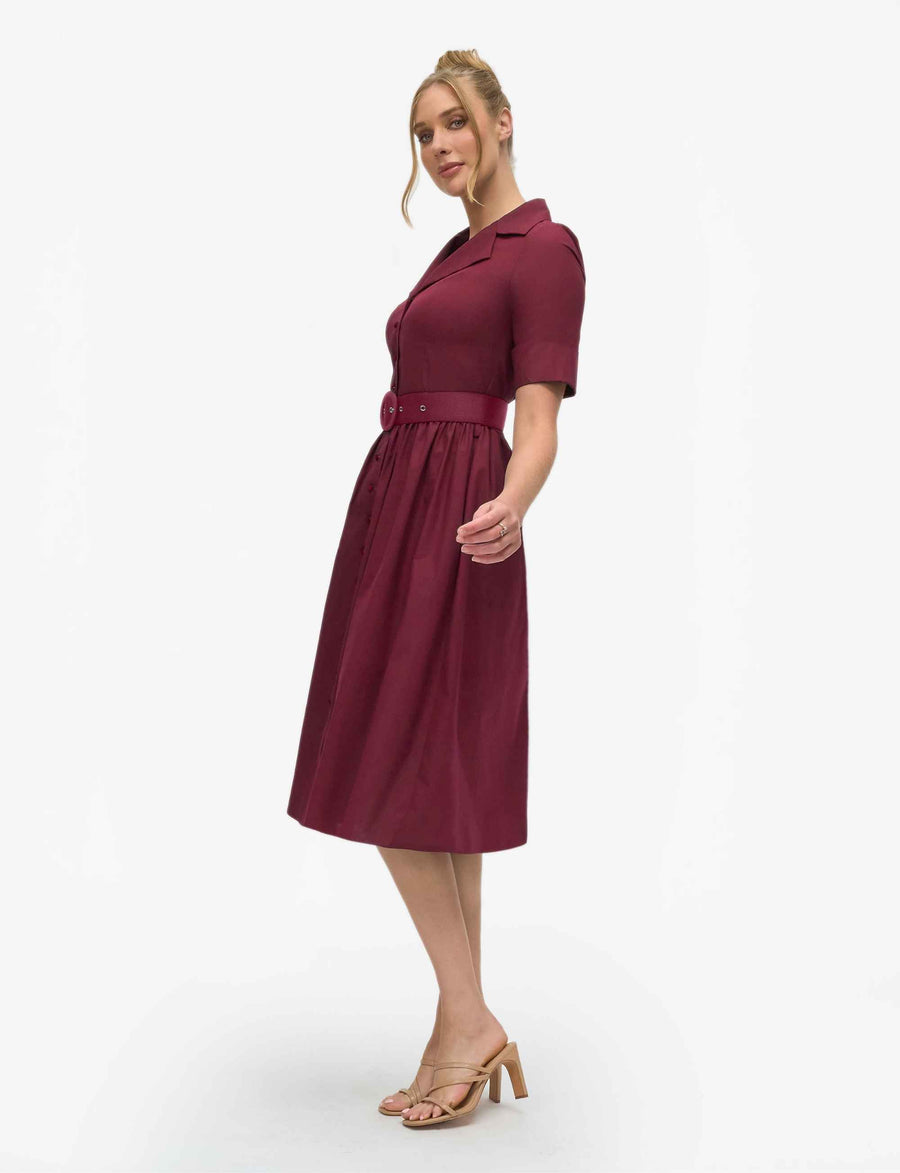 Alisha 'Red Berry' 100% Cotton Shirtdress