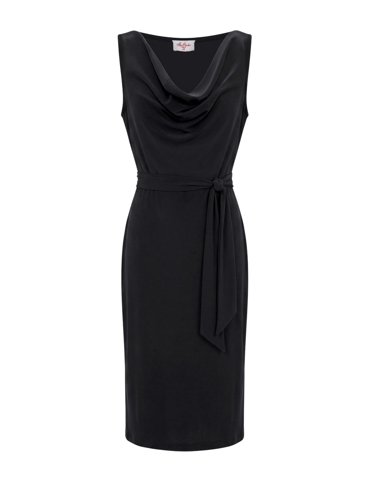 Alix Sleeveless Cowl Neck Belted Dress - Black