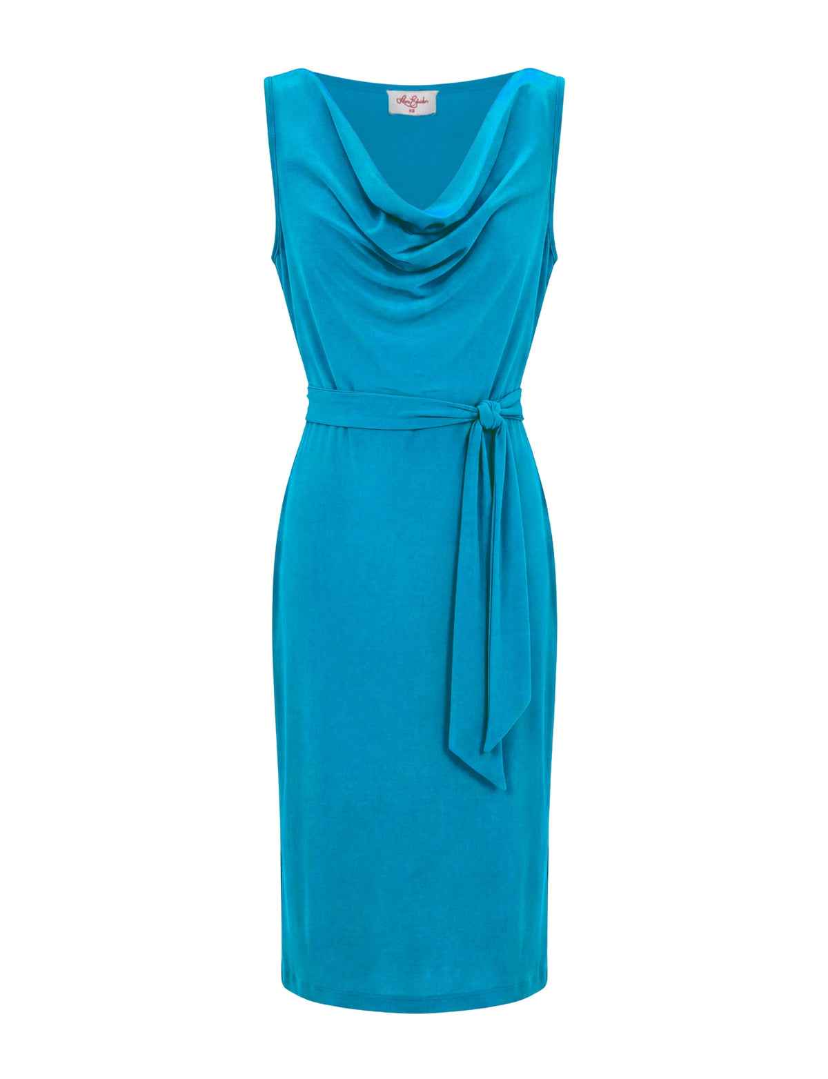 Alix Sleeveless Cowl Neck Belted Dress - Blue Jewel