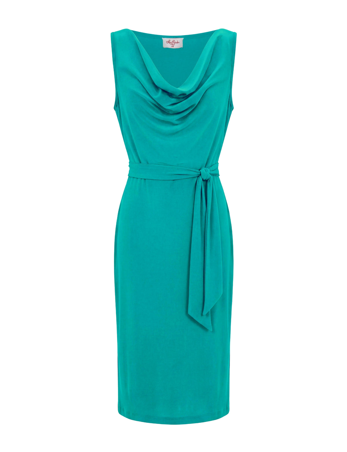 Alix Sleeveless Cowl Neck Belted Dress - Pagoda Blue