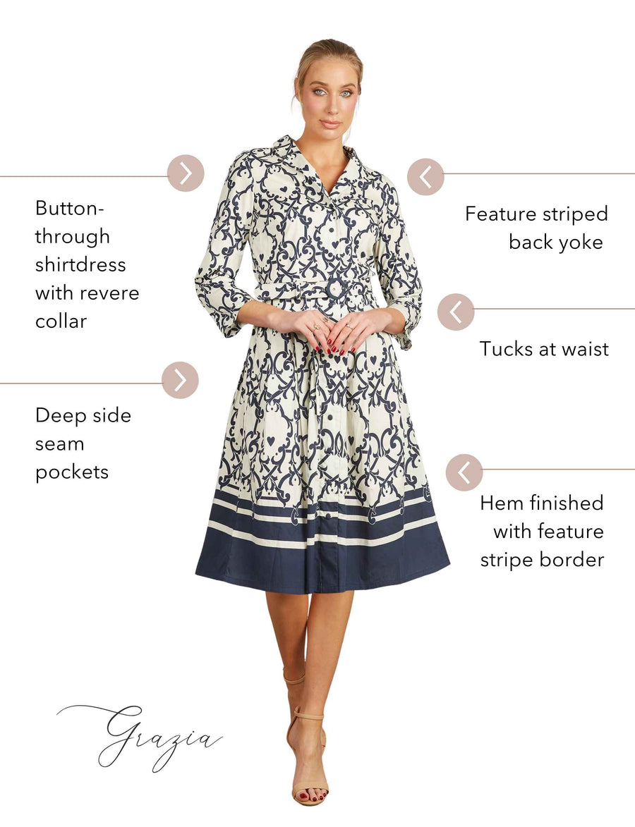 Grazia 'Amalfi Affair' 100% Cotton Shirtdress with Belt LIMITED RETURN