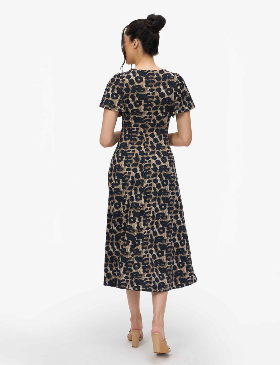 Jena 'Animal Print' V-Neck Empire Dress
