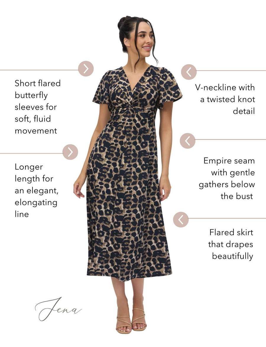 Jena 'Animal Print' V-Neck Empire Dress