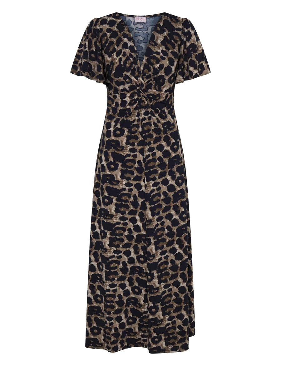 Jena 'Animal Print' V-Neck Empire Dress