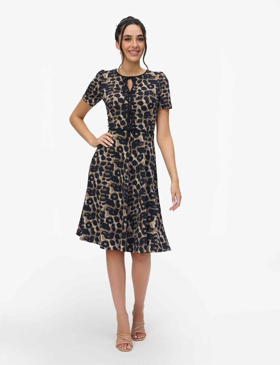 Lina 'Animal Print' Fit & Flare Dress