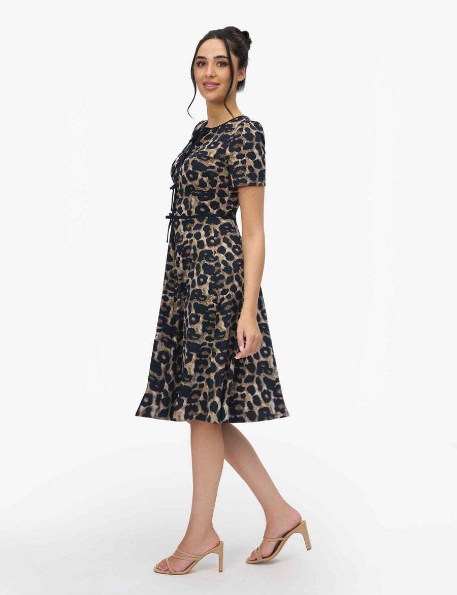 Lina 'Animal Print' Fit & Flare Dress