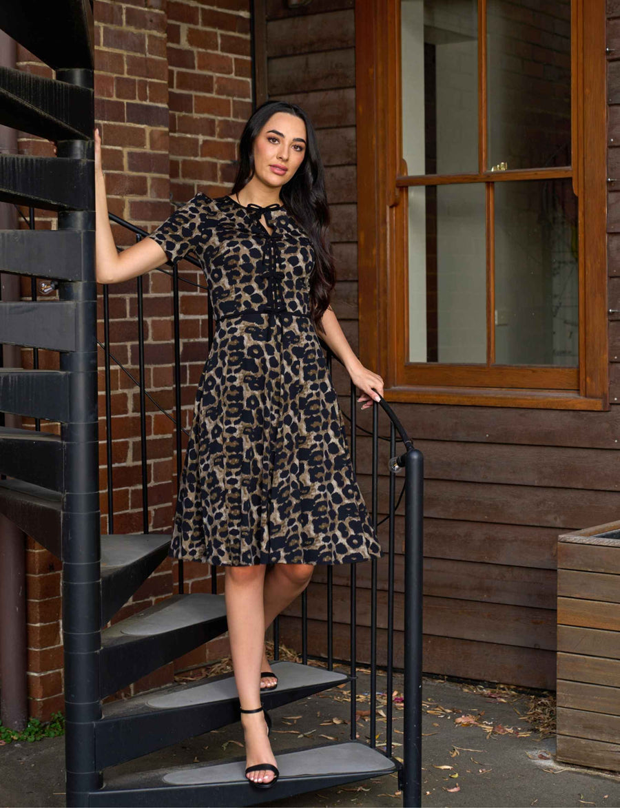 Lina 'Animal Print' Fit & Flare Dress