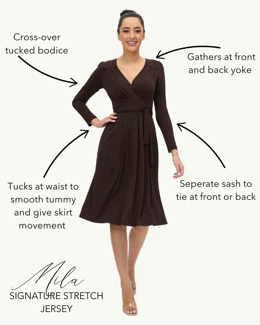 Mila 'Hot Chocolate' Faux Wrap Dress NEW ARRIVAL