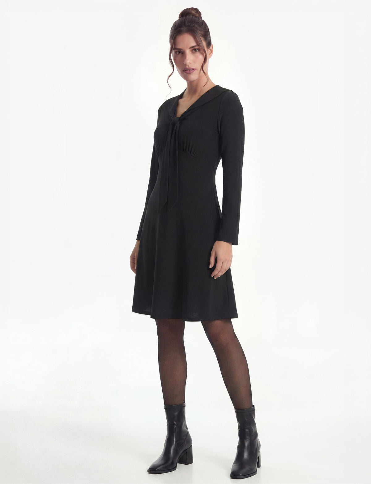 Georgia Jersey A-Line Dress with Sailor Collar