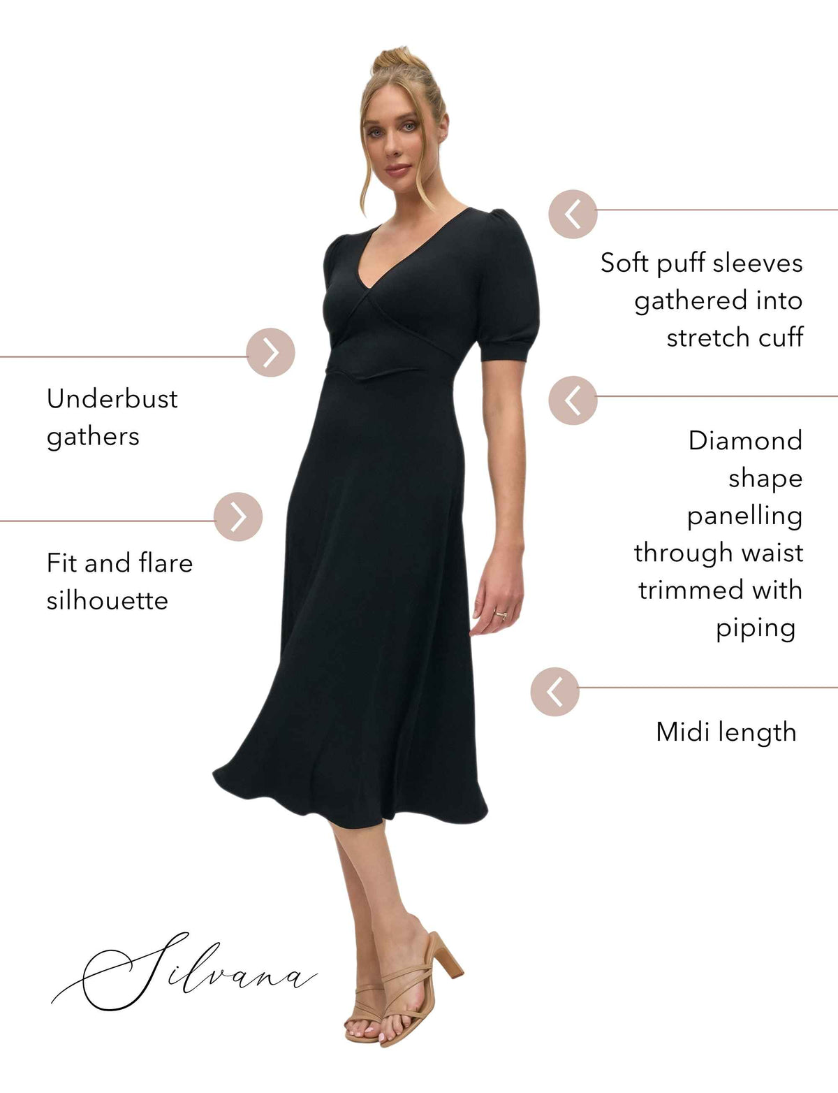 Silvana 'LBD' Midi Little Black Dress - FINAL SALE