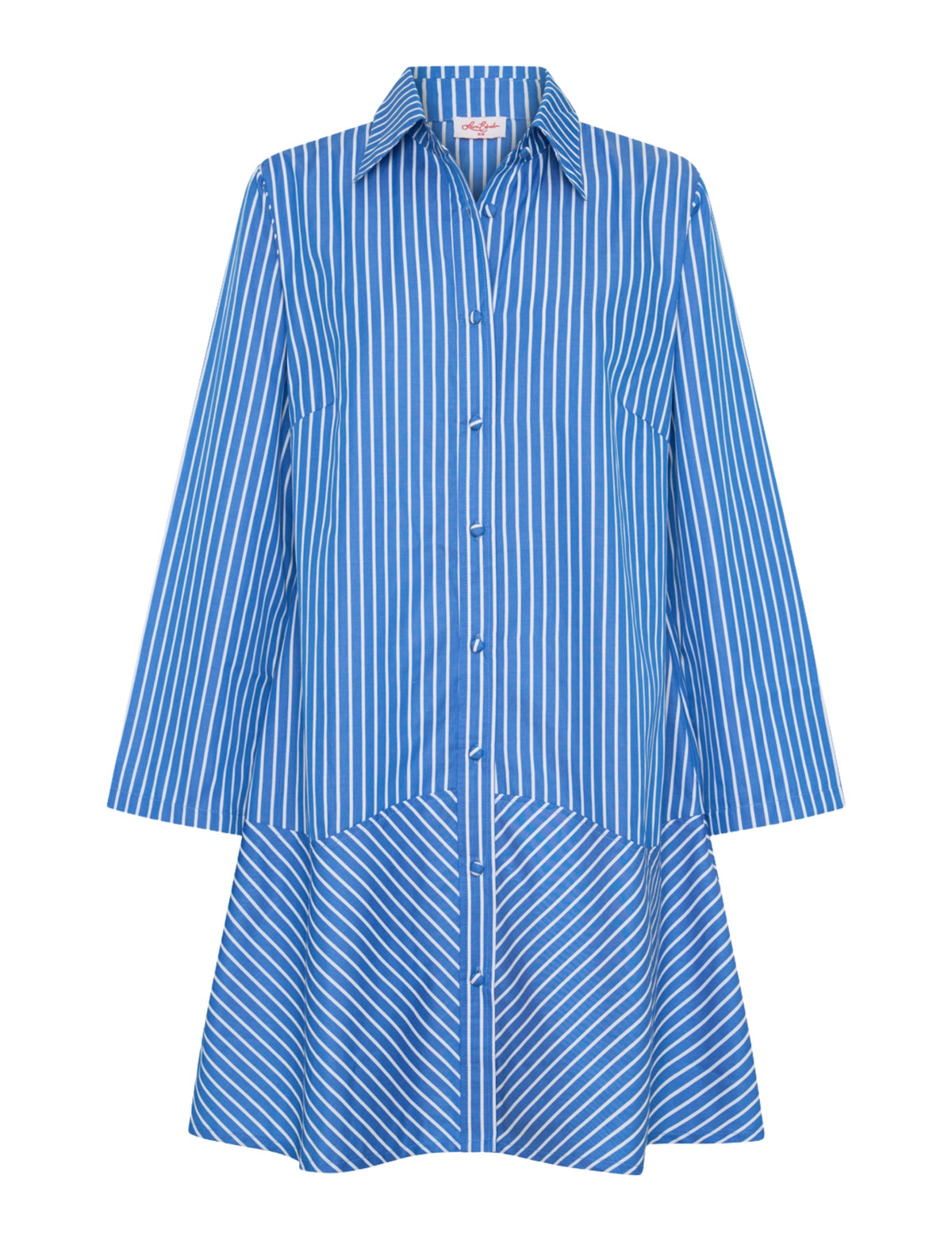 Lisa Cotton Collared Shirt Dress - Blue Stripe