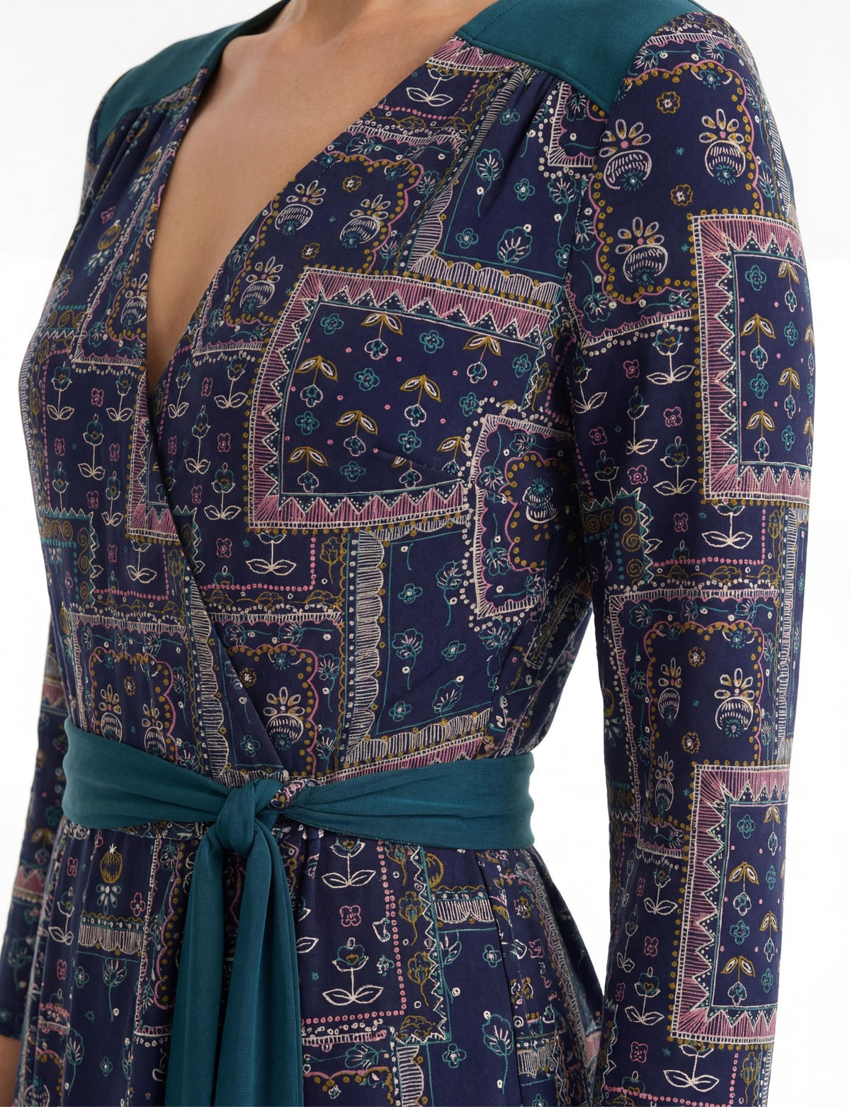 Gaia 'Boho Babe' Contrast Faux Wrap Dress