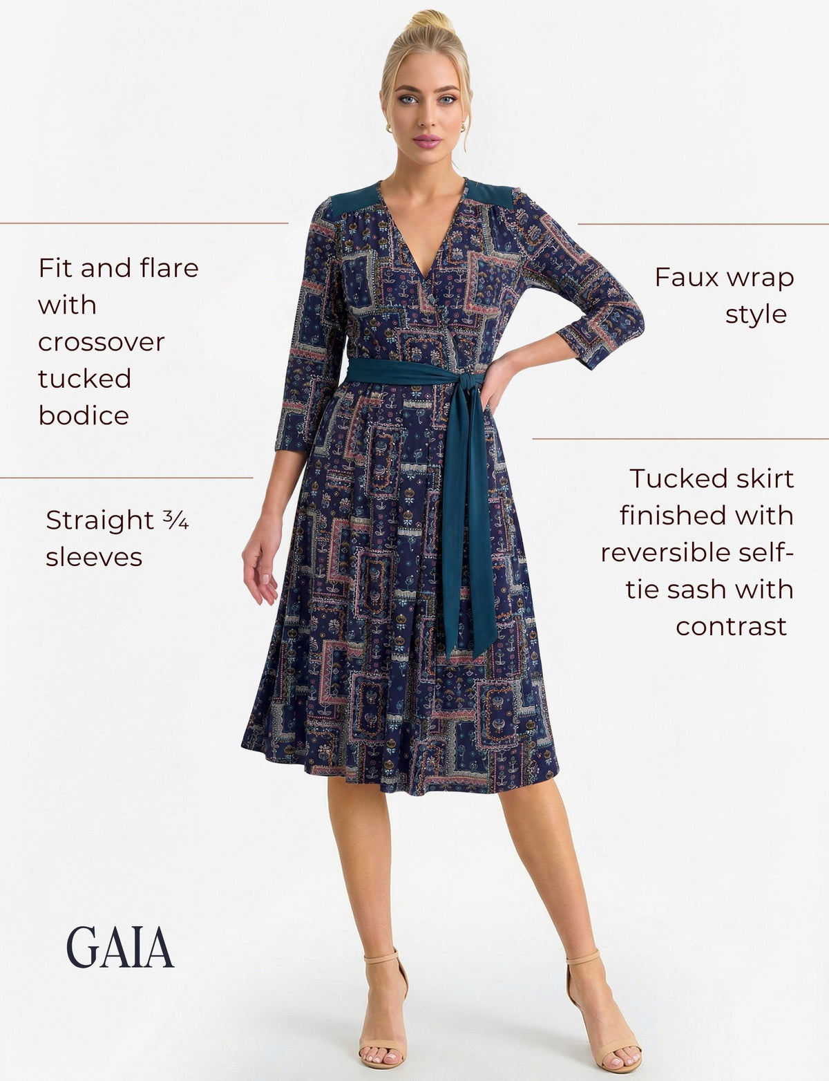 Gaia 'Boho Babe' Contrast Faux Wrap Dress