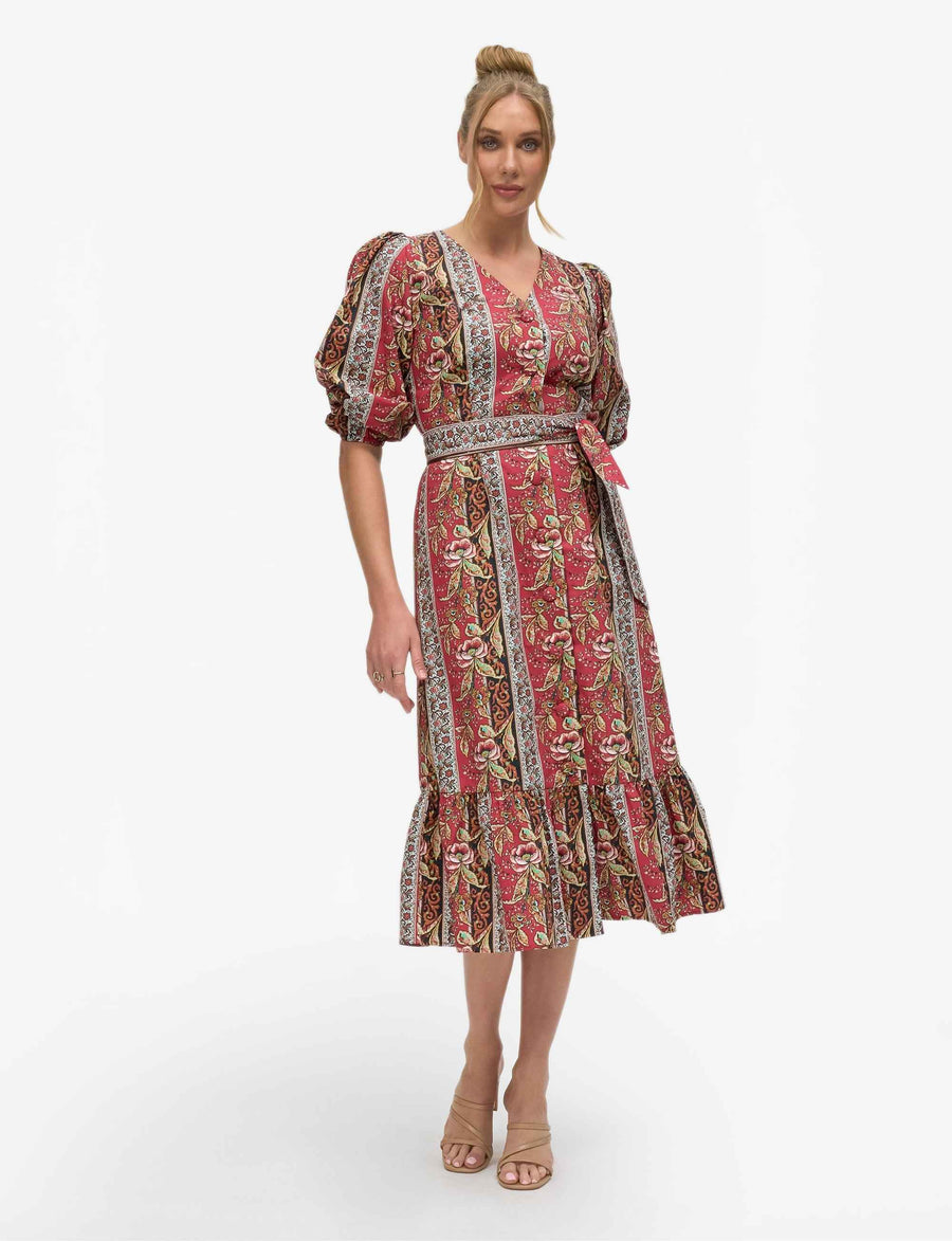 Elyna 'Bordeaux' 100% Cotton Shirt Dress