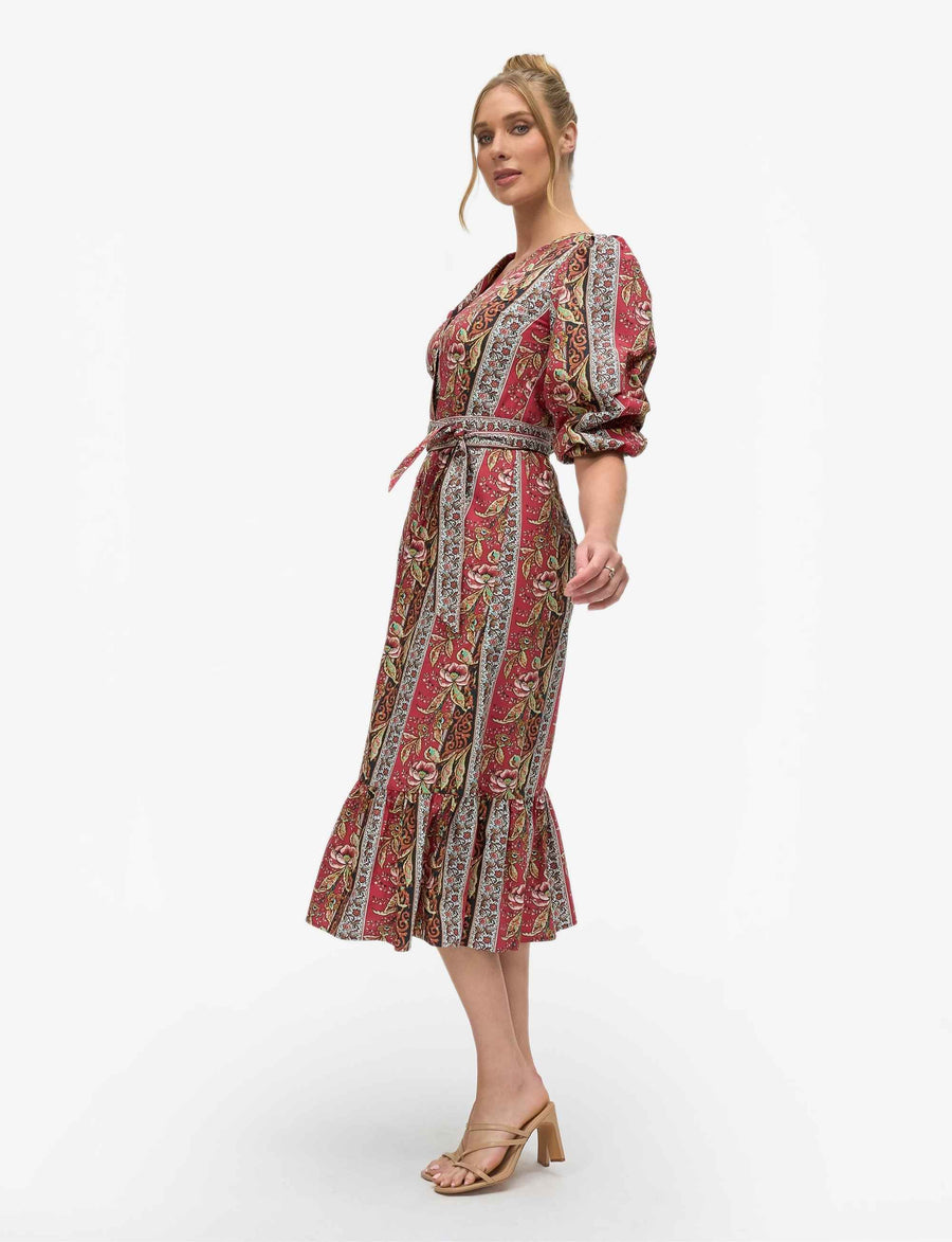 Elyna 'Bordeaux' 100% Cotton Shirt Dress