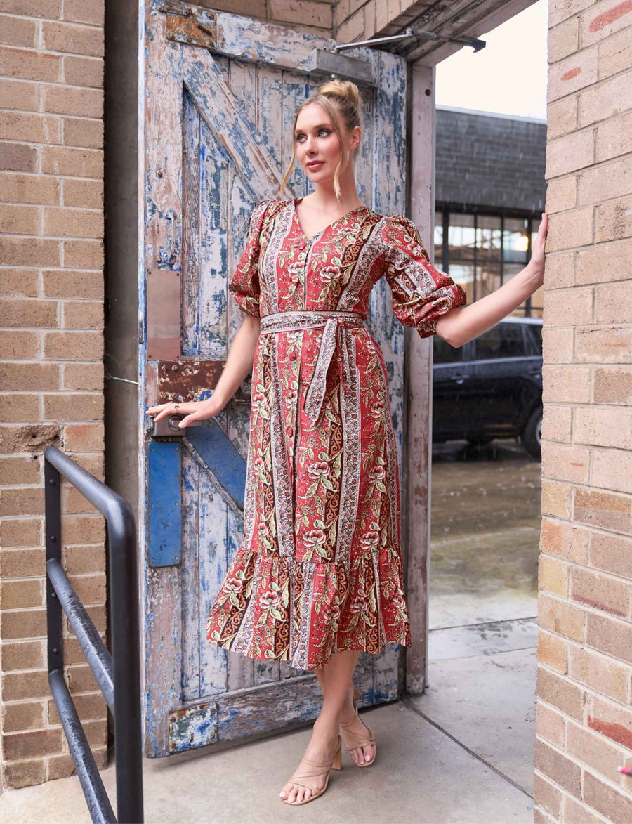 Elyna 'Bordeaux' 100% Cotton Shirt Dress
