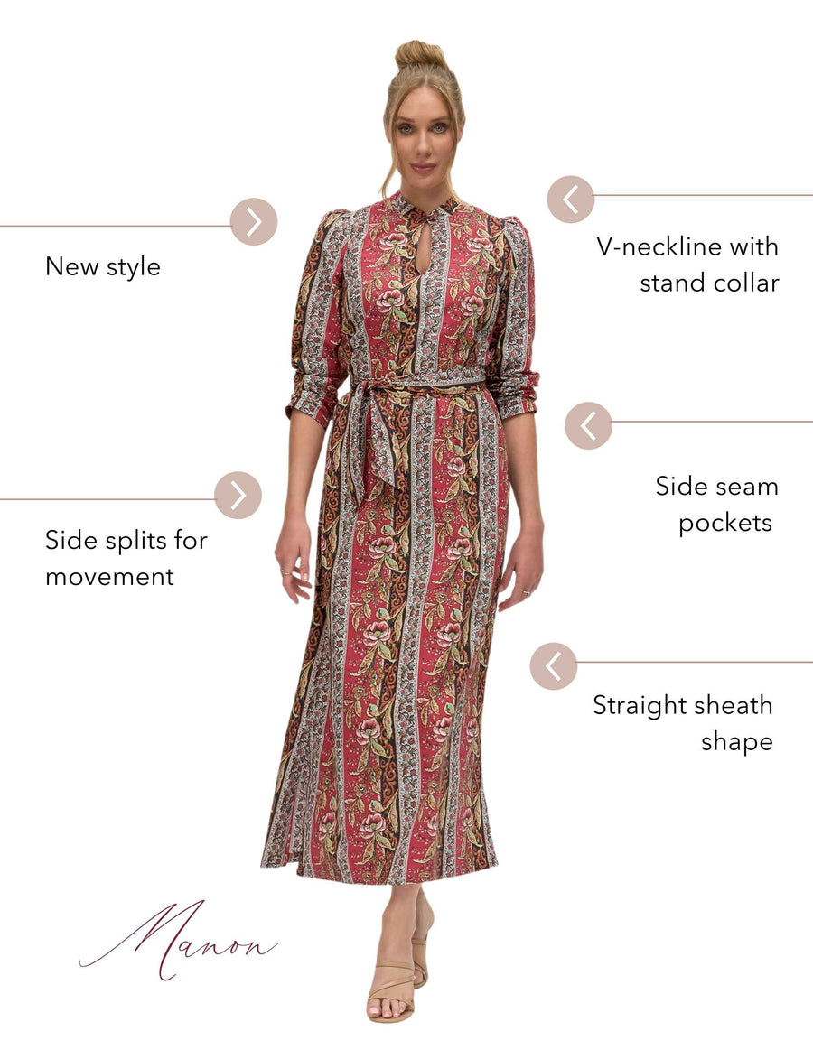 Manon 'Bordeaux' 100% Cotton Sheath Dress