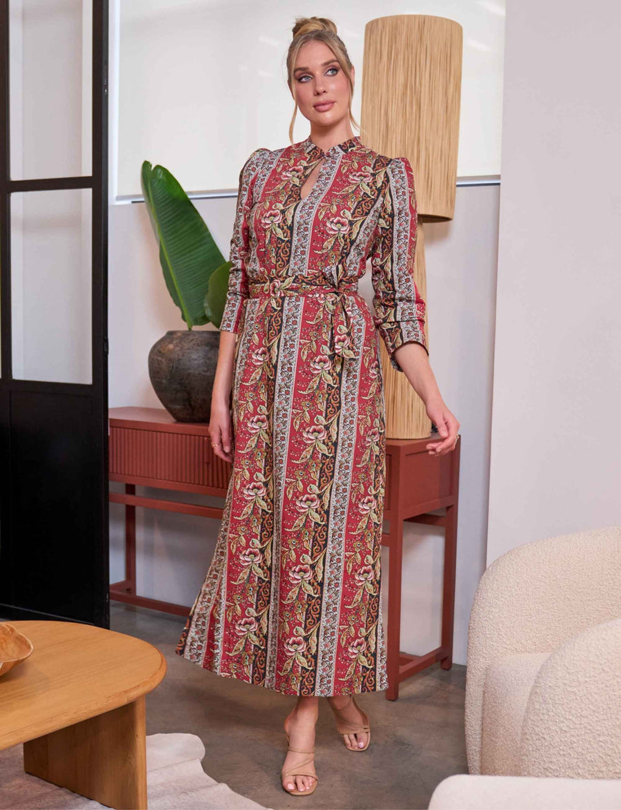 Manon 'Bordeaux' 100% Cotton Sheath Dress