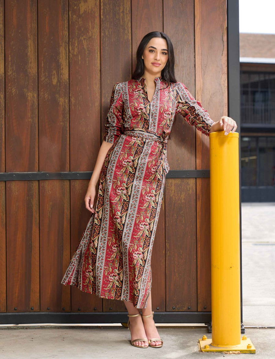 Manon 'Bordeaux' 100% Cotton Sheath Dress