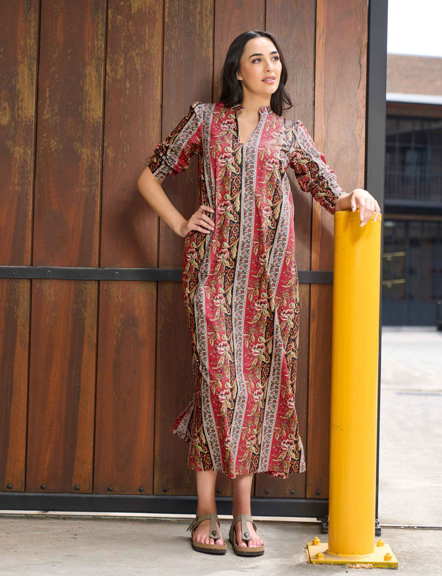 Manon 'Bordeaux' 100% Cotton Sheath Dress