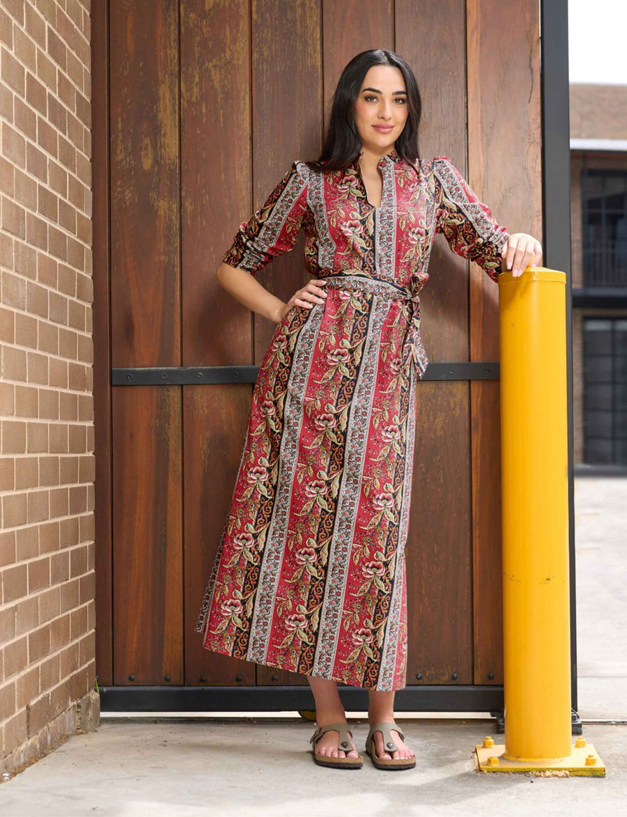 Manon 'Bordeaux' 100% Cotton Sheath Dress