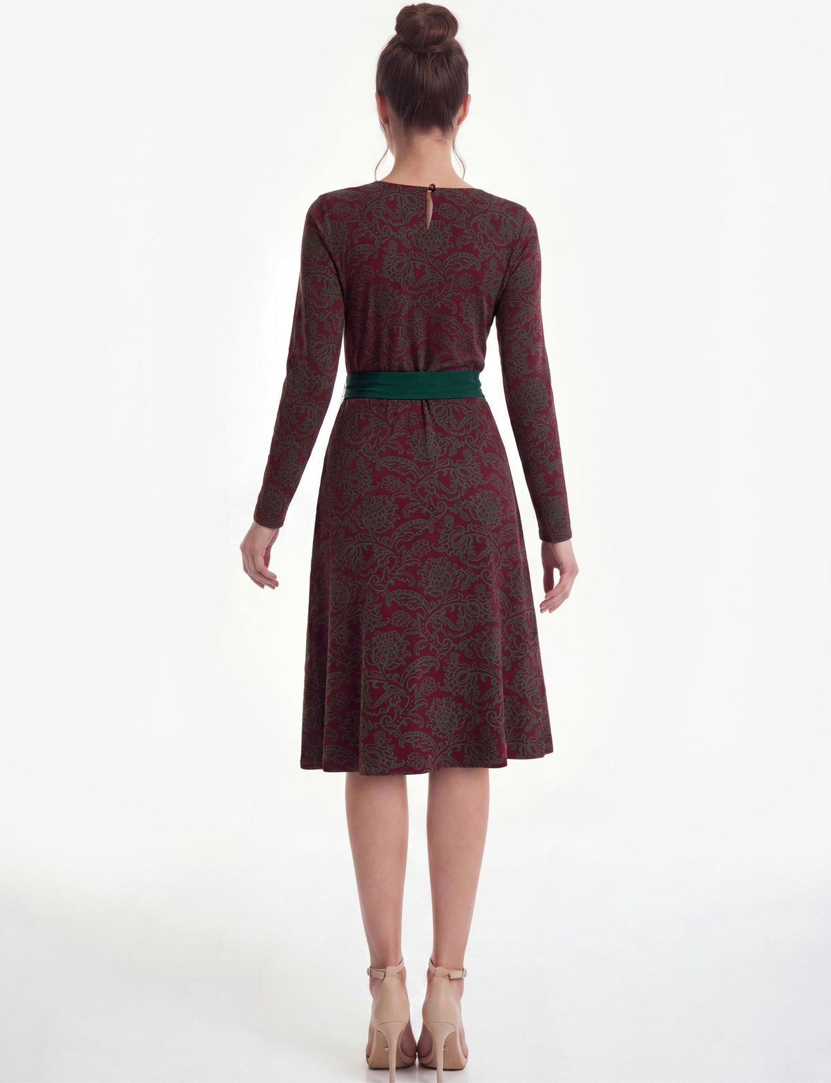 Clara 'Boysenberry' Floral Jersey Cowl Neck Midi Dress