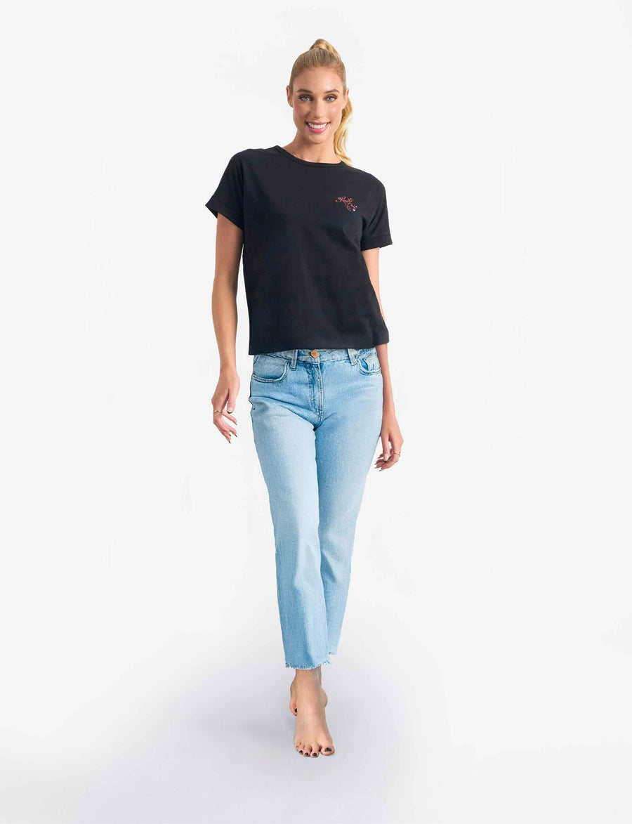 Charlotte 'Black' Signature Logo 100% Cotton T-Shirt FINAL SALE