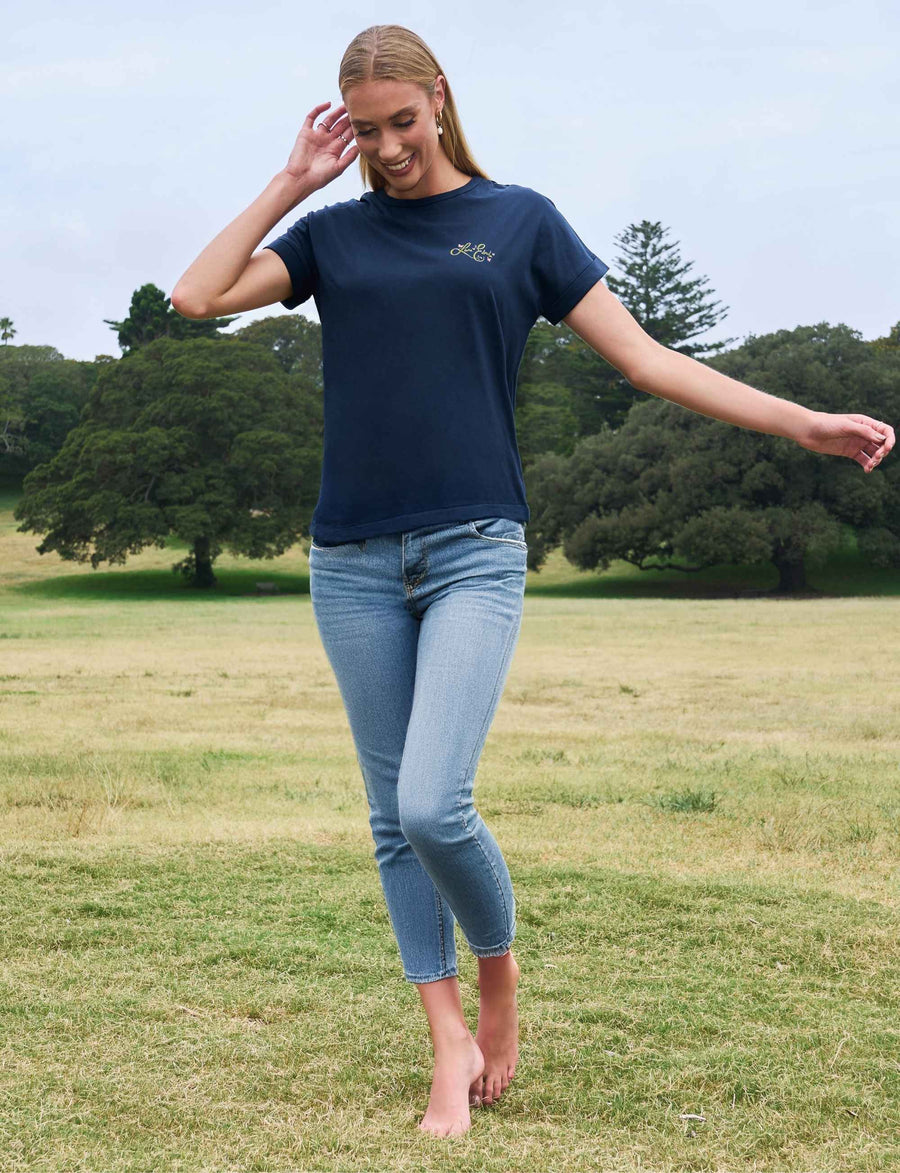 Charlotte 'Navy' Signature Logo 100% Cotton T-Shirt FINAL SALE