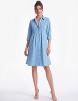 Celeste Pintuck Pleat Button-Front Mini Dress - Chambray