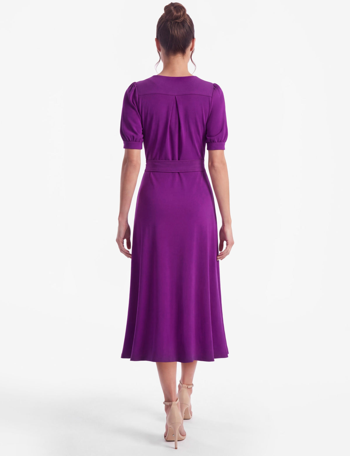 Daisy Button-Front Belted Midi Dress - Plum