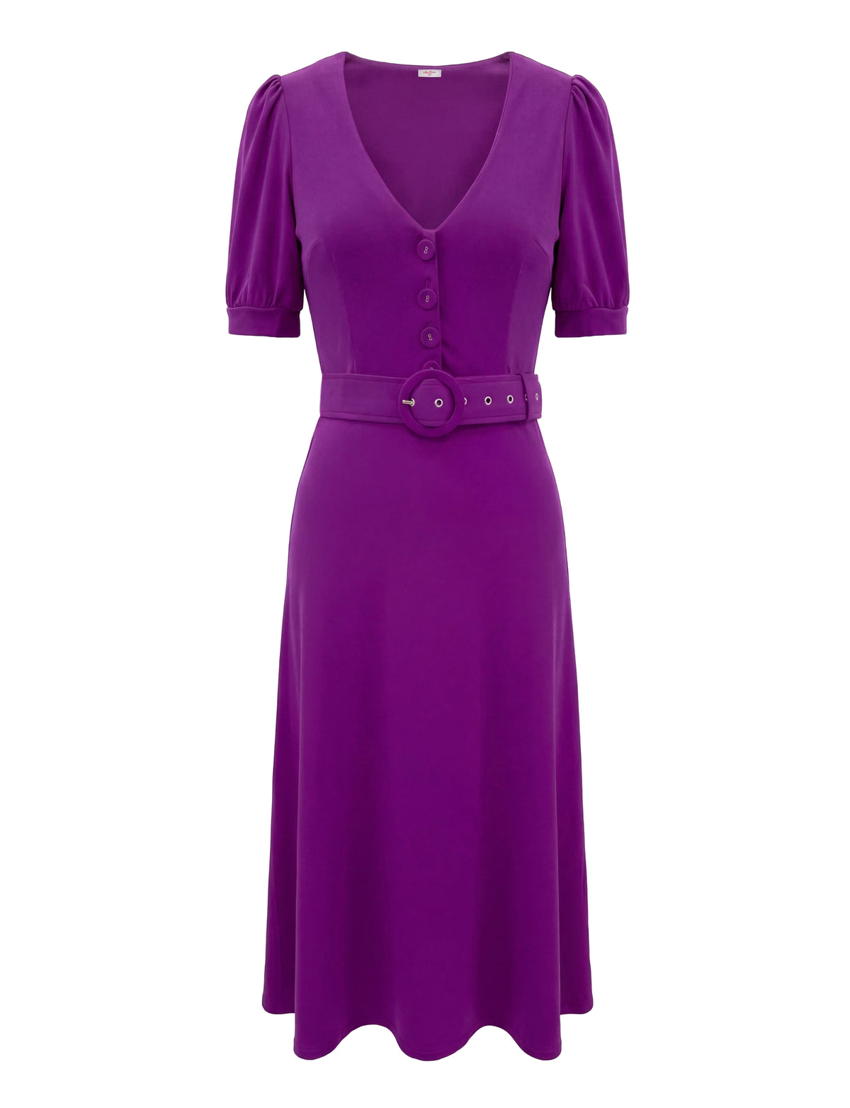 Daisy Button-Front Belted Midi Dress - Plum