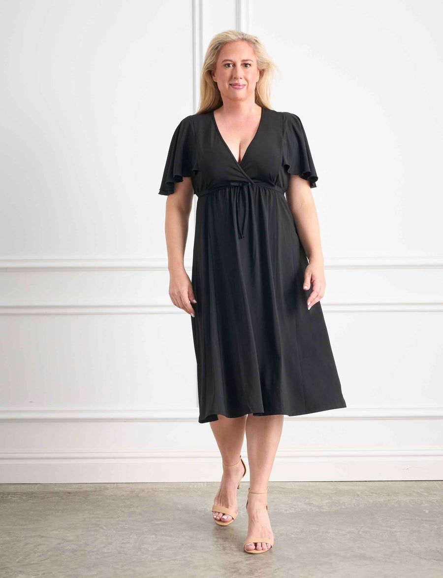 Teddi 'LBD' Empire Line Butterfly Sleeve Midi Dress - FINAL SALE Leona Edmiston Teddi 'LBD' Empire Line Butterfly Sleeve Midi Dress - FINAL SALE Leona Edmiston