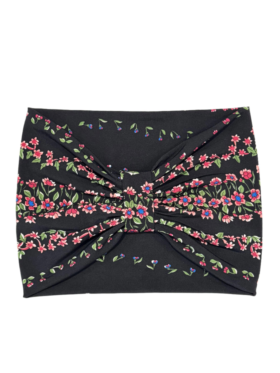 Printed Jersey Headband  'Black Floral' FINAL SALE