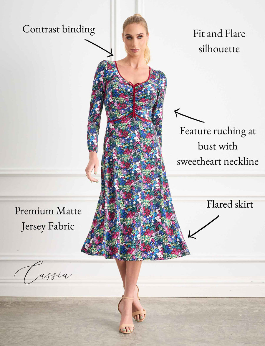 Cassia 'A Floral Romance'  Sweetheart Neckline Knee Length Dress