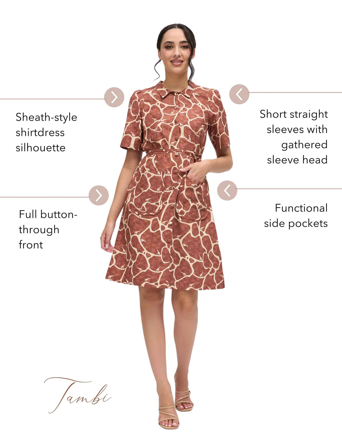 Tambi 'Giraffe Walk' Collared Shirtdress FINAL SALE