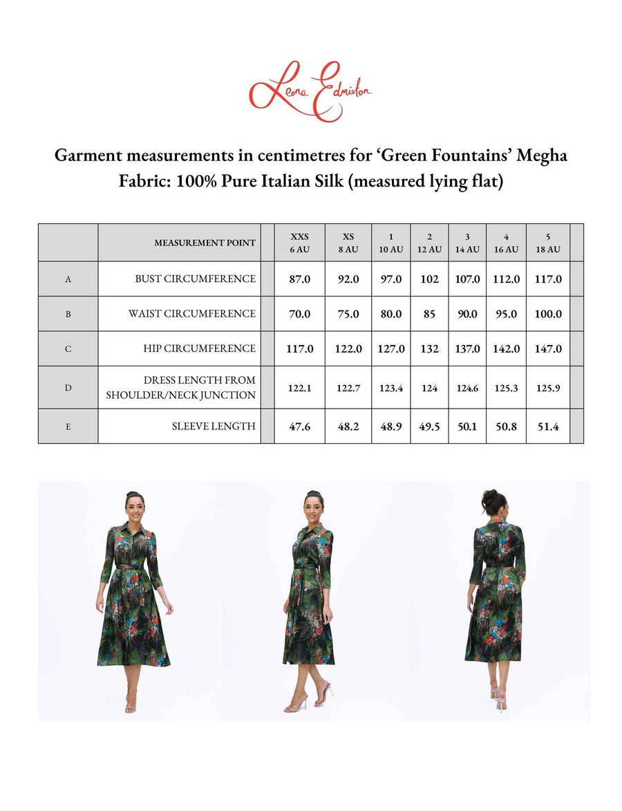 Megha 'Green Fountains' Limited Edition 100% Silk Shirtdress