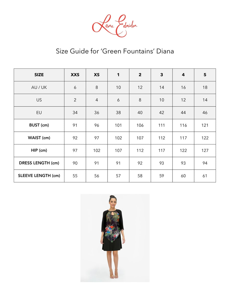 Diana 'Green Fountains' Limited Edition Iconic Silk Shiftdress (ONLY 3 PIECES MADE)