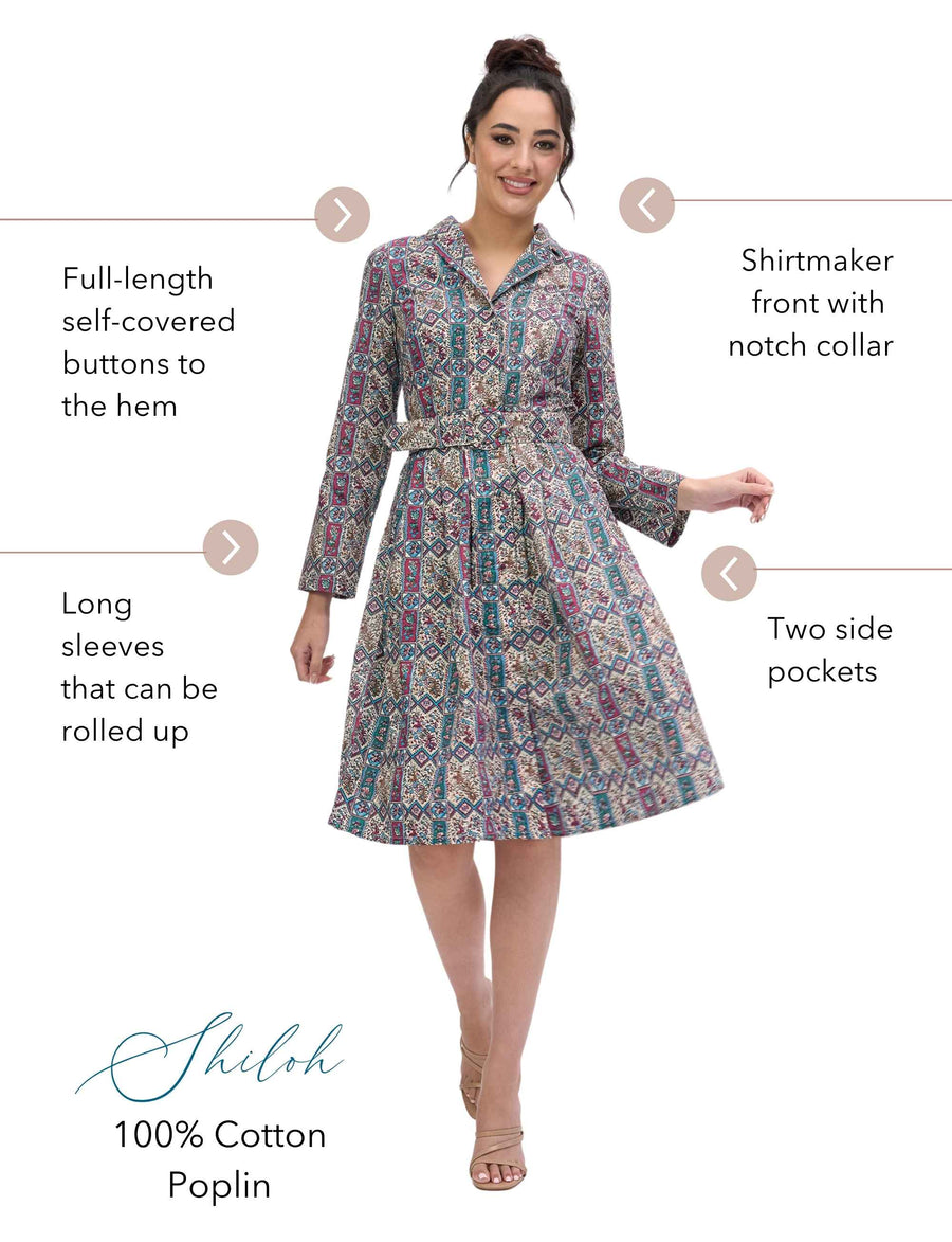 Shiloh 'Ithaca' 100% Cotton Shirtdress with Belt NEW ARRIVAL