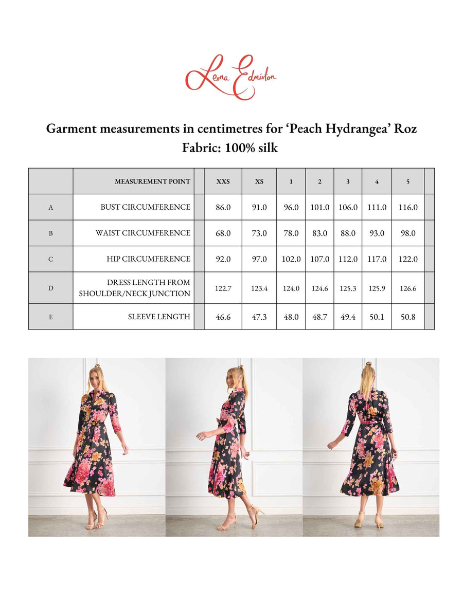 Roz 'Peach Hydrangea' Limited Edition 100% Silk Midi Shirtdress