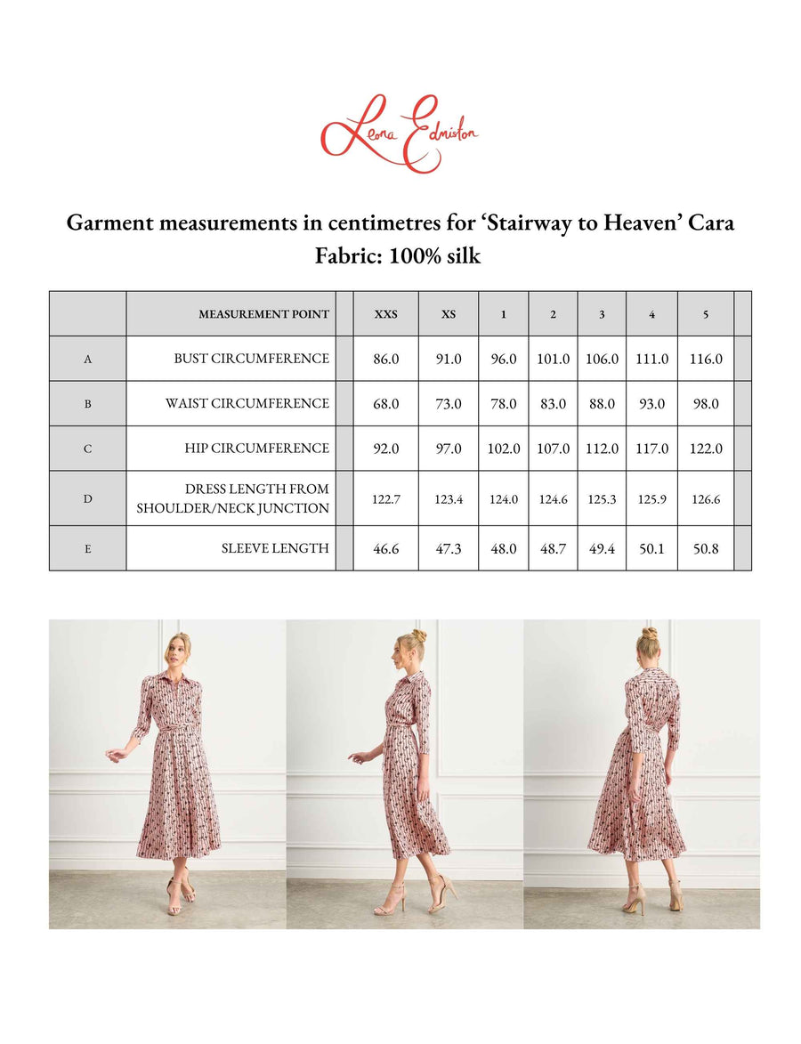 ORIGINAL SAMPLE Cara 'Stairway to Heaven' Limited Edition 100% Silk Midi Shirtdress