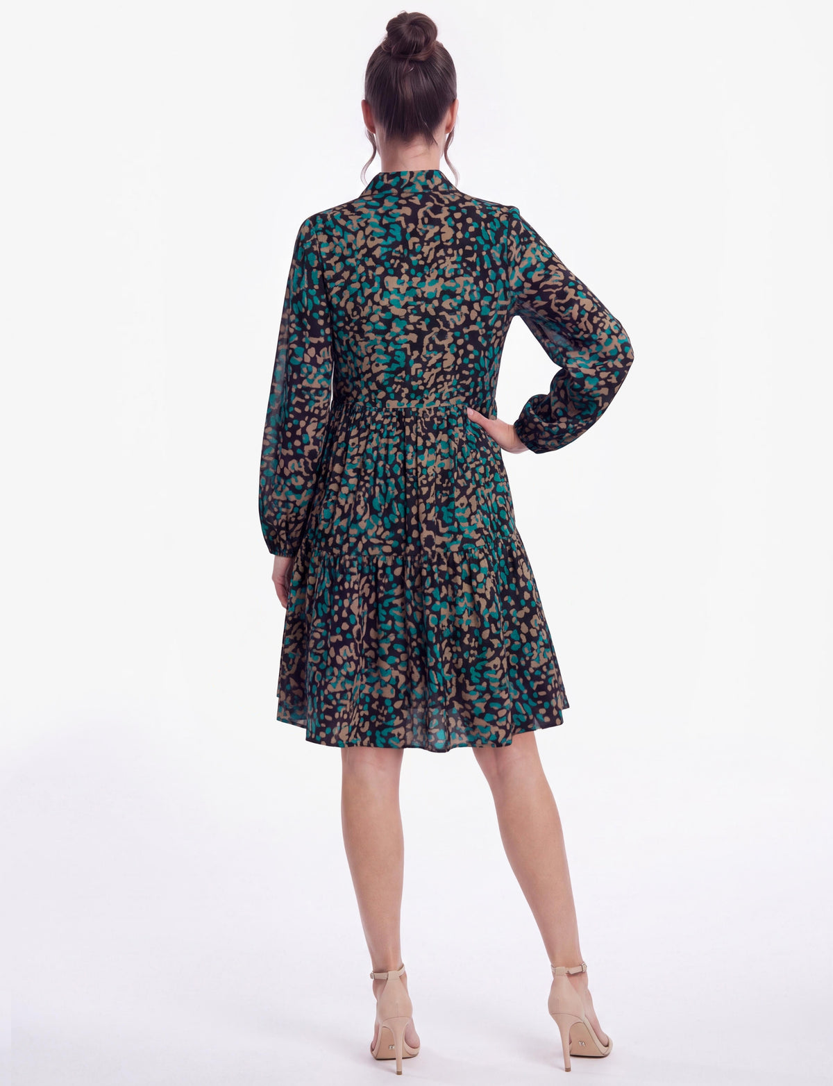 Gila 'Kalahari' Long Sleeve Tiered Mini Shirt Dress