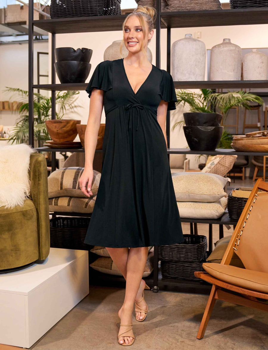 Asha 'LBD'  Empire Line Butterfly Sleeve Dress